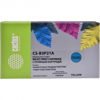Струйный картридж CACTUS CS-B3P21A (HP 727) для HP DesignJet T920 ePrinter (CR354A), T930, T1500 ePrinter (CR356A), T1500 PostScript (CR357A), T1530, T2500 eMFP (CR358A), T2530, увеличенной емкости, желтый, 130 мл Струйный картридж CACTUS CS-B3P21A (HP 727) для HP DesignJet T920 ePrinter (CR354A), T930, T1500 ePrinter (CR356A), T1500 PostScript (CR357A), T1530, T2500 eMFP (CR358A), T2530, увеличенной емкости, желтый, 130 мл