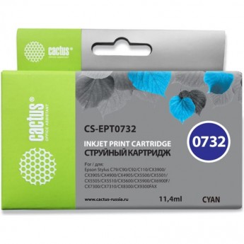 Струйный картридж CACTUS CS-EPT0732 (T0732) для Epson Stylus C79, C110, CX3900, CX4900, CX5900, CX7300, CX8300; Epson Stylus Office T30, T40, TX300, TX510, TX600, TX200, TX210, TX219, TX400, TX410, TX550, голубой, 11,4 мл Струйный картридж CACTUS CS-EPT0732 (T0732) для Epson Stylus C79, C110, CX3900, CX4900, CX5900, CX7300, CX8300; Epson Stylus Office T30, T40, TX300, TX510, TX600, TX200, TX210, TX219, TX400, TX410, TX550, голубой, 11,4 мл