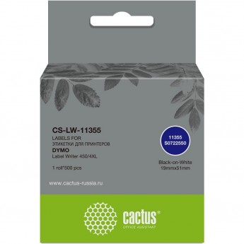 Этикетки CACTUS CS-LW-11355 DYMO LABEL WRITER 450/4XL 51x19мм черный белый 500шт