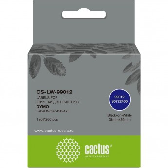 Этикетки CACTUS CS-LW-99012 DYMO LABEL WRITER 450/4XL 89x36мм черный белый 260шт