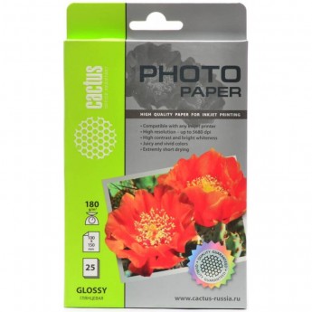 Фотобумага CACTUS CS-GA618025, формат 10x15, 180г/м2 Фотобумага CACTUS CS-GA618025, формат 10x15, 180г/м2