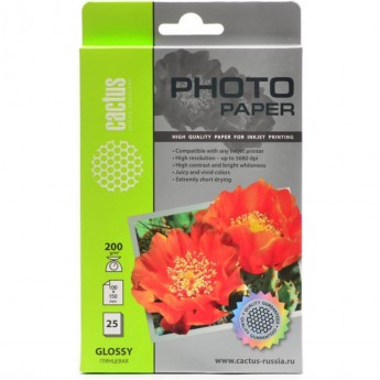 Фотобумага CACTUS CS-GA620025, формат 10x15, 200г/м2 Фотобумага CACTUS CS-GA620025, формат 10x15, 200г/м2