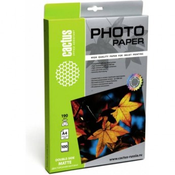 Фотобумага CACTUS CS-MA4190100DS, формат A4, 190г/м2, белая Фотобумага CACTUS CS-MA4190100DS, формат A4, 190г/м2, белая