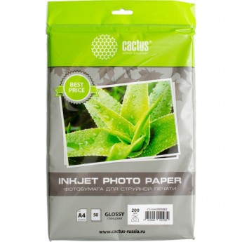 Фотобумага CACTUS CS-GA420050ED, формат A4, 200г/м2, белая Фотобумага CACTUS CS-GA420050ED, формат A4, 200г/м2, белая