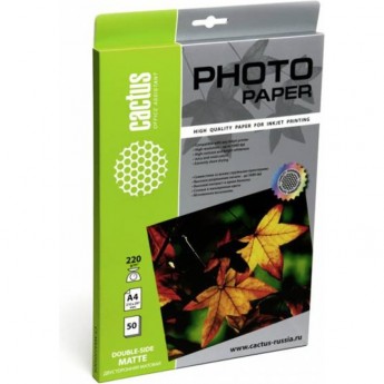 Фотобумага CACTUS CS-MA422050DS, формат A4, 220г/м2, белая Фотобумага CACTUS CS-MA422050DS, формат A4, 220г/м2, белая