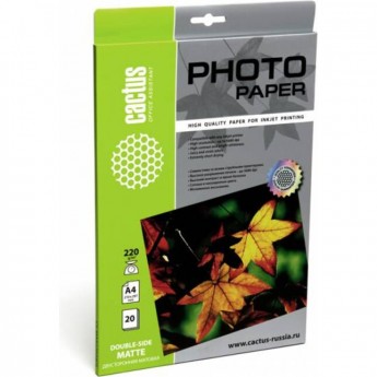 Фотобумага CACTUS CS-MA422020DS, формат A4, 220г/м2, матовая Фотобумага CACTUS CS-MA422020DS, формат A4, 220г/м2, матовая