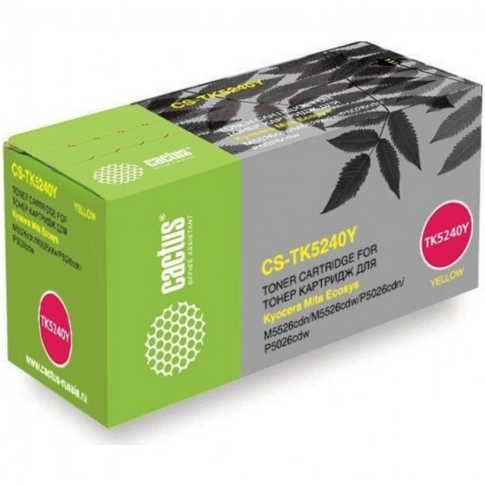 Лазерный картридж CACTUS CS-TK5240Y-MPS (TK-5240Y) желтый для Kyocera Ecosys M5526cdn, M5526cdw, P5026cdn, P5026cdw (6'000 стр.) lazernyi-kartridzh-cactus-cs-tk5240y-mps-tk-5240y-zheltyi