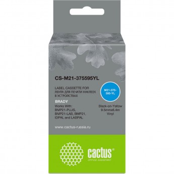 Ленточный картридж CACTUS CS-M21-375595YL для Brady BMP21-PLUS, BMP21-LAB, черный Ленточный картридж CACTUS CS-M21-375595YL для Brady BMP21-PLUS, BMP21-LAB, черный