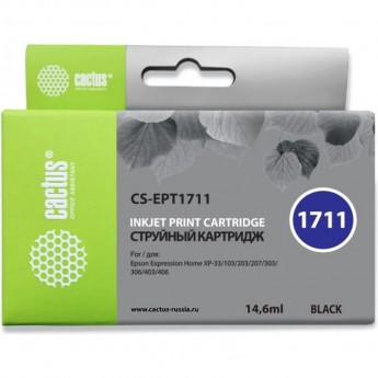 Струйный картридж CACTUS CS-EPT1711 (17XL) для принтеров Epson Expression Home XP-33, XP-103, XP-203, XP-207, XP-303, XP-306, XP-313, XP-323, XP-403, XP-406, XP-413, XP-423, черный, 14,6 мл Струйный картридж CACTUS CS-EPT1711 (17XL) для принтеров Epson Expression Home XP-33, XP-103, XP-203, XP-207, XP-303, XP-306, XP-313, XP-323, XP-403, XP-406, XP-413, XP-423, черный, 14,6 мл