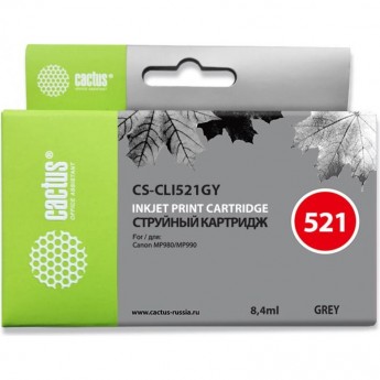 Струйный картридж CACTUS CS-CLI521GY (CLI-521GY) для Canon Pixma MP980, MP990, MX860, серый, 8,4 мл Струйный картридж CACTUS CS-CLI521GY (CLI-521GY) для Canon Pixma MP980, MP990, MX860, серый, 8,4 мл