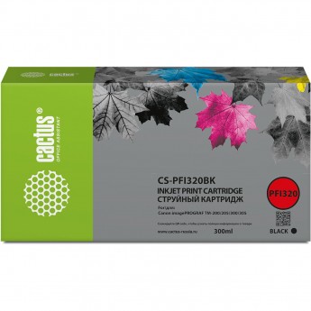 Струйный картридж CACTUS CS-PFI320BK для Canon imagePROGRAF TM-200, TM-200 MFP L24ei, TM-205, TM-300, черный, 300 мл Струйный картридж CACTUS CS-PFI320BK для Canon imagePROGRAF TM-200, TM-200 MFP L24ei, TM-205, TM-300, черный, 300 мл