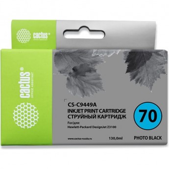Струйный картридж CACTUS CS-C9449A (HP 70) для HP DesignJet Z2100, Z2100gp, Z3100, Z3100gp, Z3100ps gp, Z3200, Z3200ps, Z5200, Z5400 ePrinter, Z5400ps PostScript, для фото-печати, черный, 130 мл Струйный картридж CACTUS CS-C9449A (HP 70) для HP DesignJet Z2100, Z2100gp, Z3100, Z3100gp, Z3100ps gp, Z3200, Z3200ps, Z5200, Z5400 ePrinter, Z5400ps PostScript, для фото-печати, черный, 130 мл