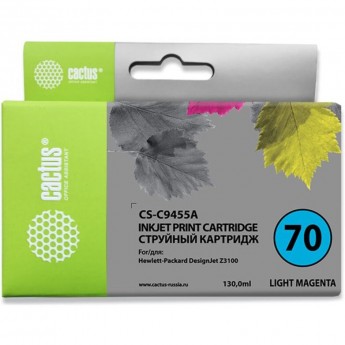 Струйный картридж CACTUS CS-C9455A (HP 70) для HP DesignJet Z2100, Z2100gp, Z3100, Z3100gp, Z3100ps gp, Z3200, Z3200ps, Z5200, Z5400 ePrinter, Z5400ps PostScript, светло-пурпурный, 130 мл Струйный картридж CACTUS CS-C9455A (HP 70) для HP DesignJet Z2100, Z2100gp, Z3100, Z3100gp, Z3100ps gp, Z3200, Z3200ps, Z5200, Z5400 ePrinter, Z5400ps PostScript, светло-пурпурный, 130 мл