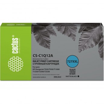 Струйный картридж CACTUS CS-C1Q12A (HP 727) для HP Designjet T920, T930, T1500, T1530, черный, 300 мл