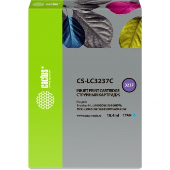 Струйный картридж CACTUS CS-LC3237C (LC3237C) для Brother HL-J6000DW, J6100DW, голубой, 18.4 мл Струйный картридж CACTUS CS-LC3237C (LC3237C) для Brother HL-J6000DW, J6100DW, голубой, 18.4 мл