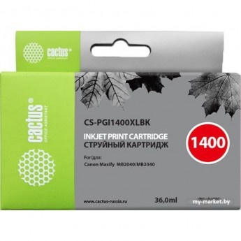 Струйный картридж CACTUS CS-PGI1400XLBK (PGI-1400XL BK) для Canon MAXIFY MB2040, MB2140, MB2340, MB2740, черный 36 мл Струйный картридж CACTUS CS-PGI1400XLBK (PGI-1400XL BK) для Canon MAXIFY MB2040, MB2140, MB2340, MB2740, черный 36 мл