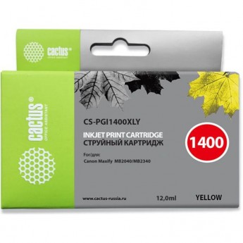 Струйный картридж CACTUS CS-PGI1400XLY (PGI-1400XL Y) для Canon MAXIFY MB2040, MB2140, MB2340, MB2740, желтый, 12 мл Струйный картридж CACTUS CS-PGI1400XLY (PGI-1400XL Y) для Canon MAXIFY MB2040, MB2140, MB2340, MB2740, желтый, 12 мл