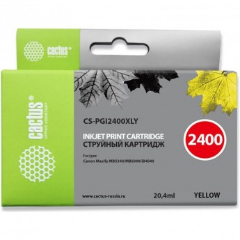 Струйный картридж CACTUS CS-PGI2400XLY (PGI-2400XL Y) для Canon MAXIFY iB4040, iB4140, MB5040, MB5140, MB5340, MB5440, желтый, 20,4 мл Струйный картридж CACTUS CS-PGI2400XLY (PGI-2400XL Y) для Canon MAXIFY iB4040, iB4140, MB5040, MB5140, MB5340, MB5440, желтый, 20,4 мл