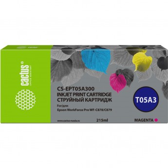 Струйный картридж CACTUS CS-EPT05A300 (T05A3) для Epson WorkForce Pro WF-C878, C879, пурпурный, 215 мл Струйный картридж CACTUS CS-EPT05A300 (T05A3) для Epson WorkForce Pro WF-C878, C879, пурпурный, 215 мл