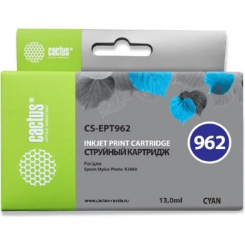 Струйный картридж CACTUS CS-EPT962 (T0962) для принтеров Epson Stylus Photo R2880, голубой, 13 мл Струйный картридж CACTUS CS-EPT962 (T0962) для принтеров Epson Stylus Photo R2880, голубой, 13 мл