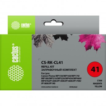 Заправочный набор CACTUS CS-RK-CL41 для Canon MP150, MP160, MP170, MP180, MP210, многоцветный, 3*30ml