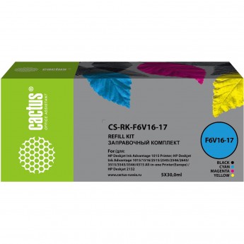 Заправочный набор CACTUS CS-RK-F6V16-17 для HP DeskJet 1110, 1111, 1112, 2130, 2131, многоцветный, 5x30 мл