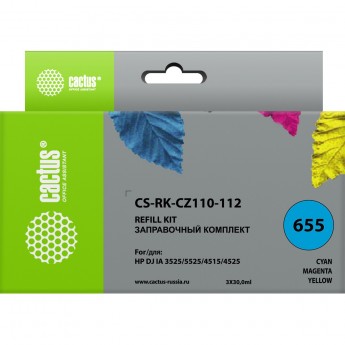 Заправочный набор CACTUS CS-RK-CZ110-112 для HP DeskJet IA 3525, 5525, 4515, 4525, многоцветный, 3*30 мл.
